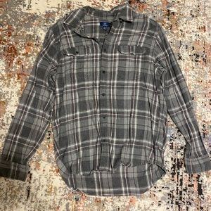 grey and light pink oversized flannel